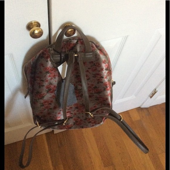 Super cute Grey Velvet Floral Backpack main image 9